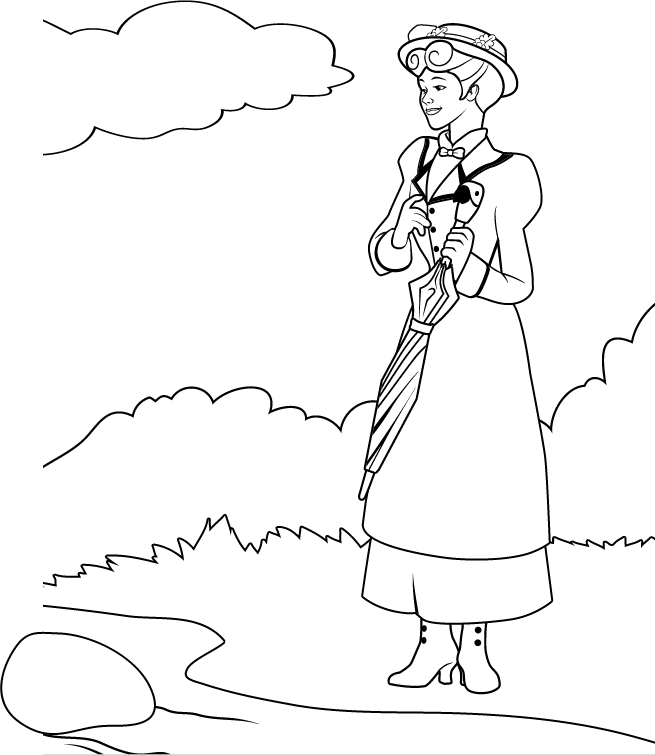 Plansa de colorat cu Mary Poppins 3 23